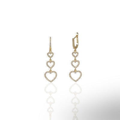 Heart Triple Hanging Earrings