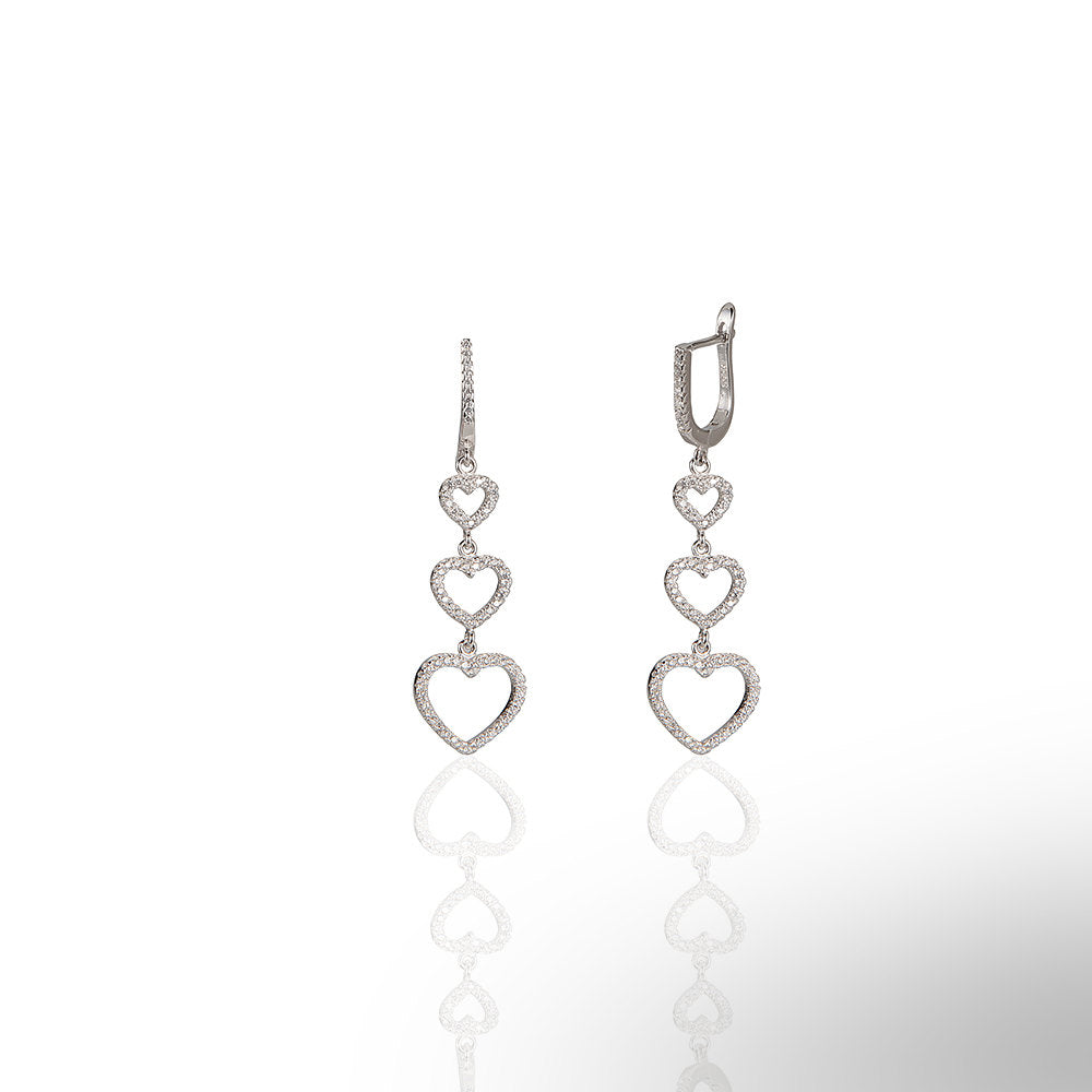 Heart Triple Hanging Earrings