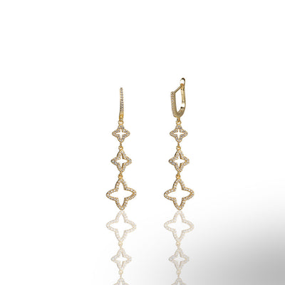 Trefoil Triple Cz Earrings