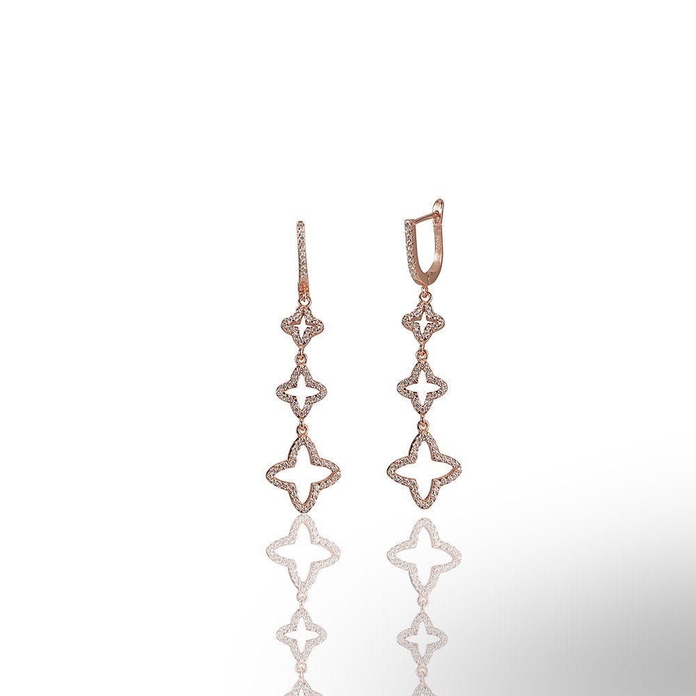 Trefoil Triple Cz Earrings