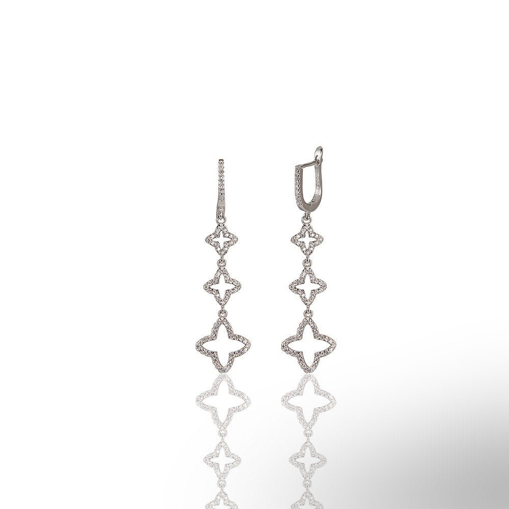 Trefoil Triple Cz Earrings