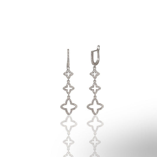 Trefoil Triple Cz Earrings