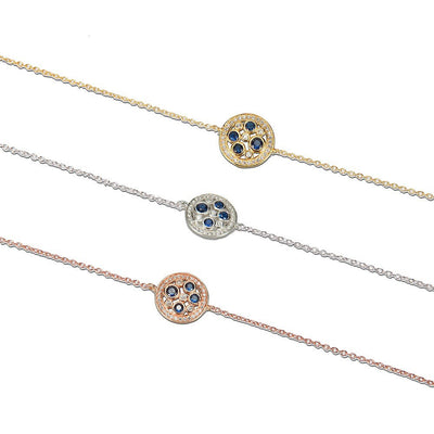 Blue Stone Disc Bracelet Cz