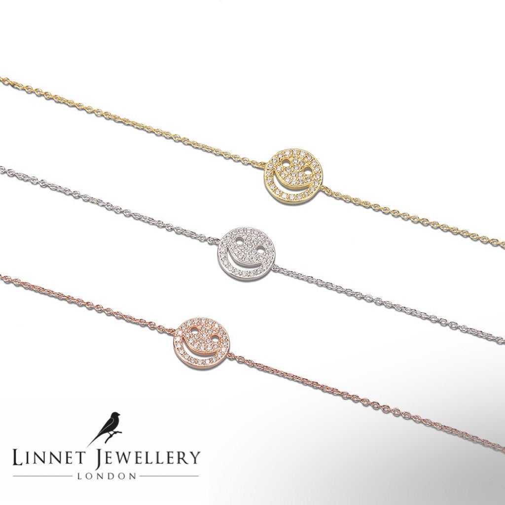 Smiley Face Bracelet Cz