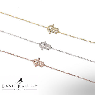 Small Hand of Fatima Hamsa Bracelet Cz