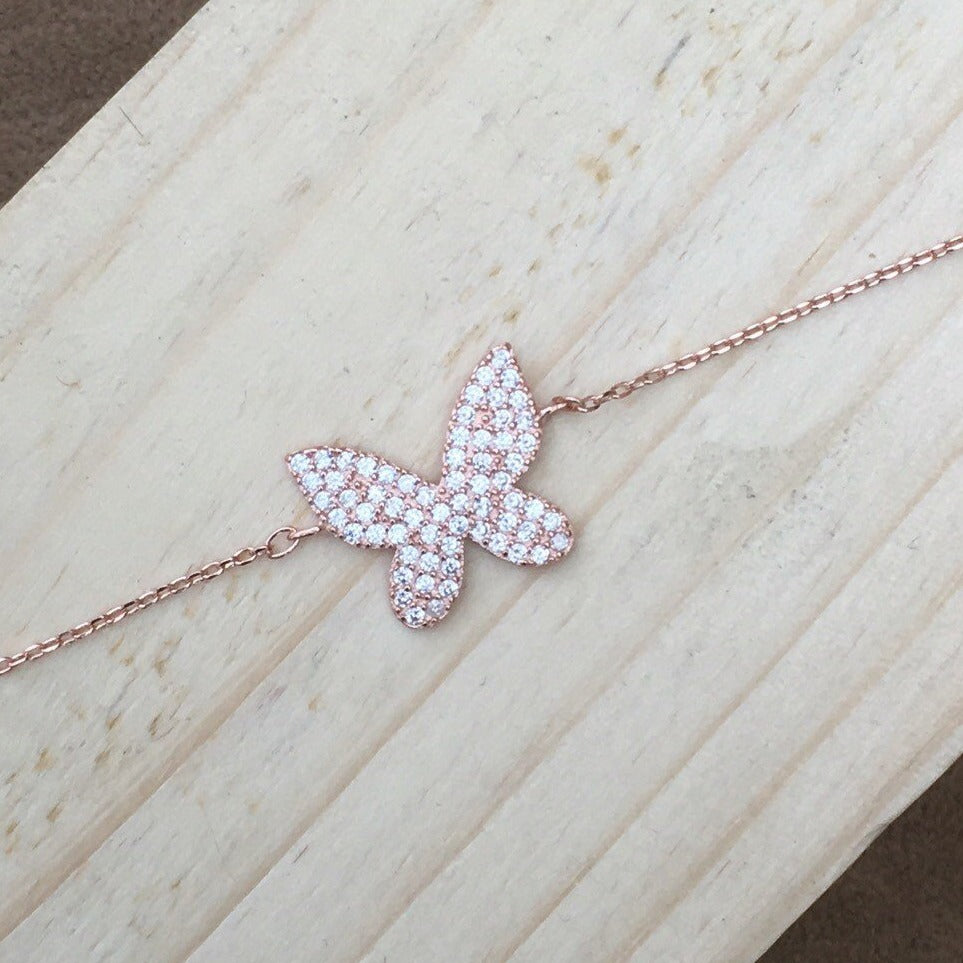 Large Butterfly Bracelet CZ